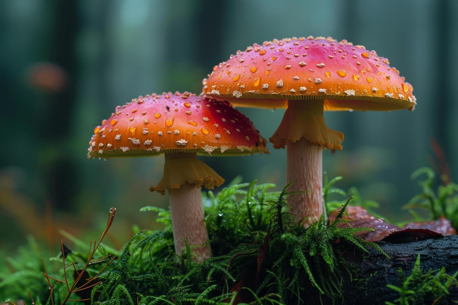 AI generated these red mushrooms in the forest are the perfect mushroom for this article photo
