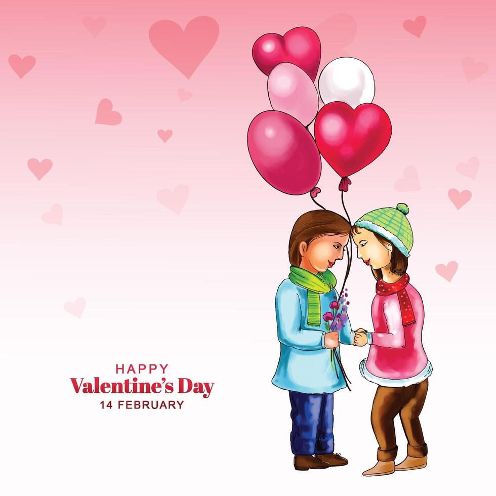 Beautiful cute little kids for harts valentines day card background vector