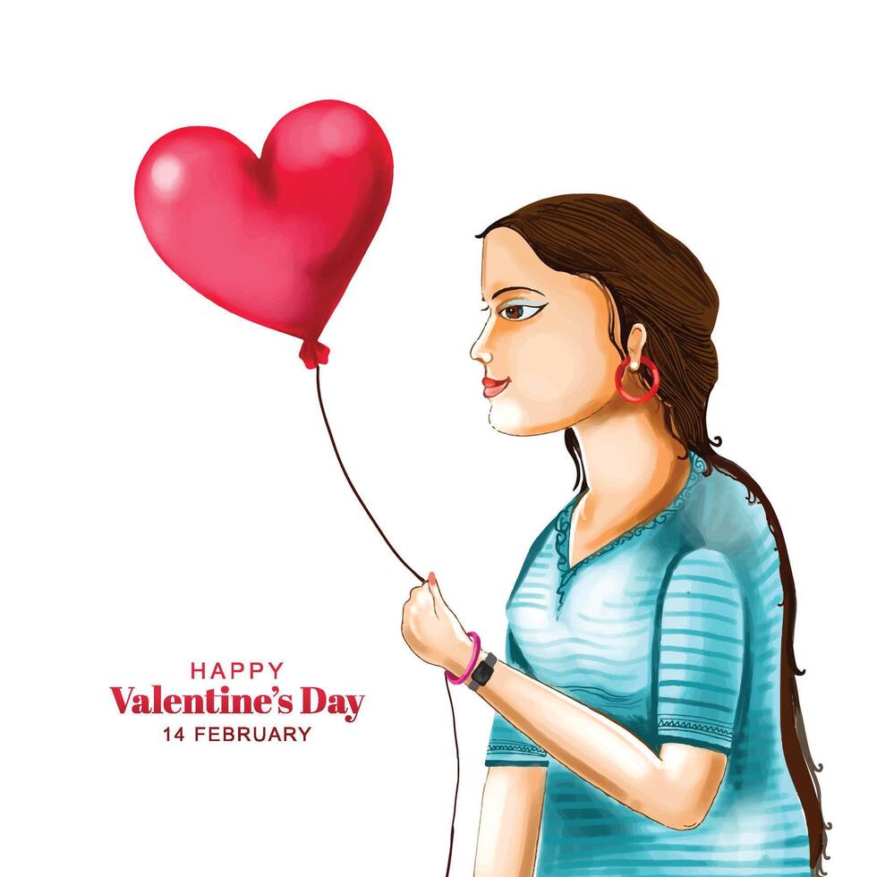 Beautiful cute girl hand holding heart for valentines day card background vector