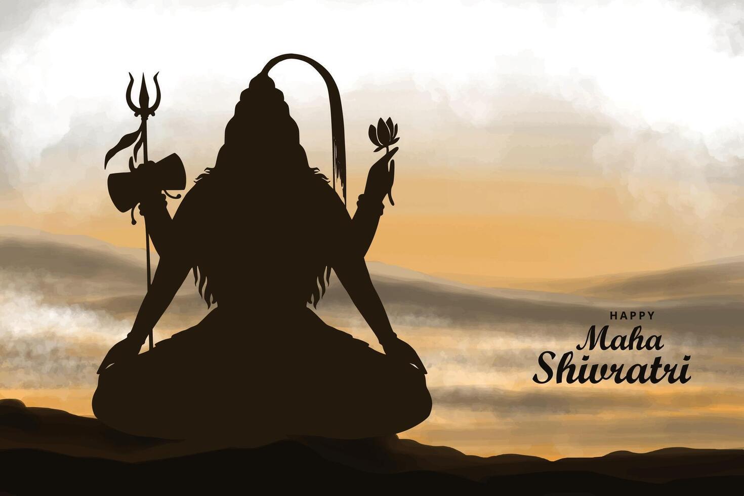 Lord shiva shankar mahadev for happy maha shivratri blessing card design vector