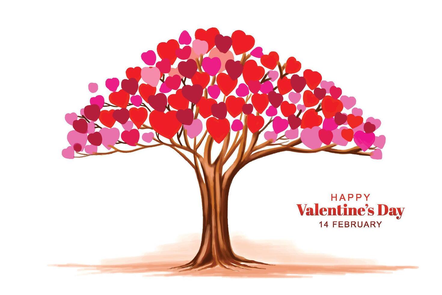 diseño hermoso de la tarjeta del día de san valentín del árbol en forma de corazón vector