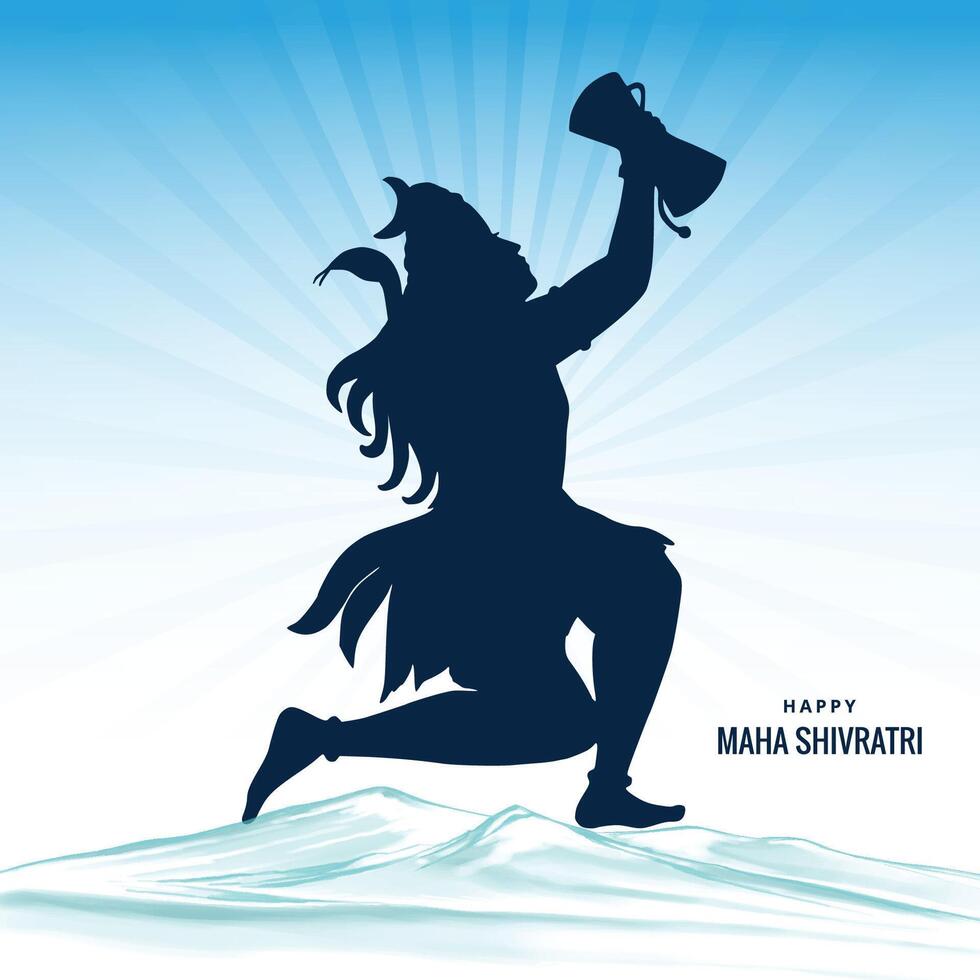 Lord shiva shankar mahadev for happy maha shivratri blessing card design vector