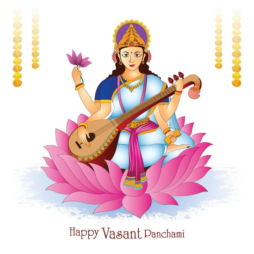 Beautiful indian festival vasant panchami card background vector