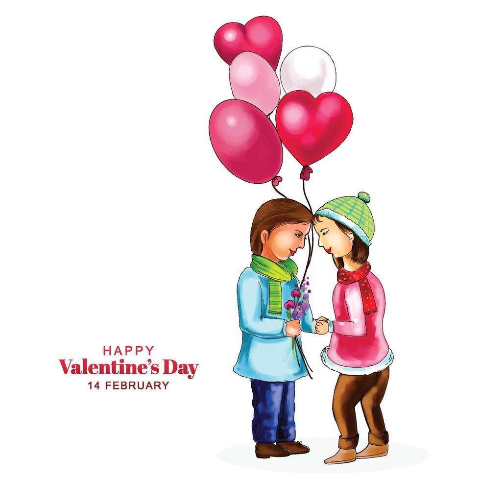 Beautiful cute little kids for harts valentines day card background vector