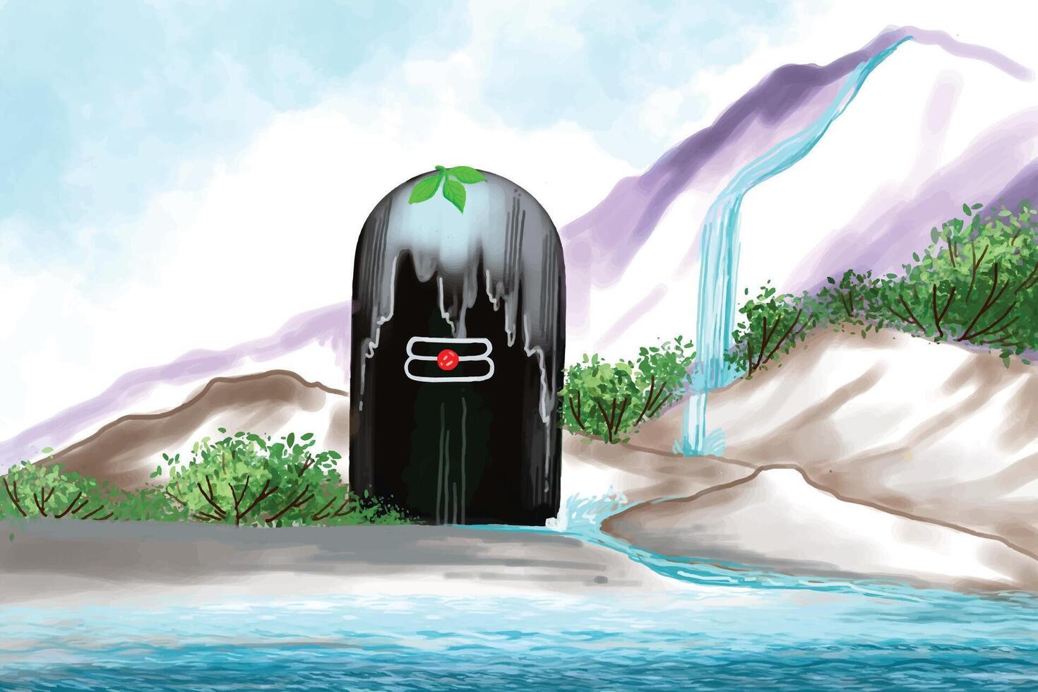 Maha shivratri celebration of lord shiva with shivling background vector