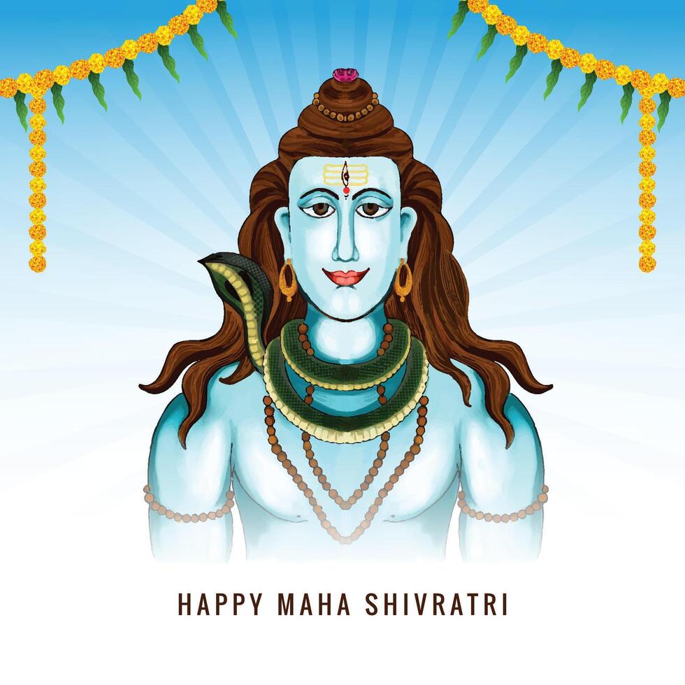 Hindu festival maha shivratri card background vector