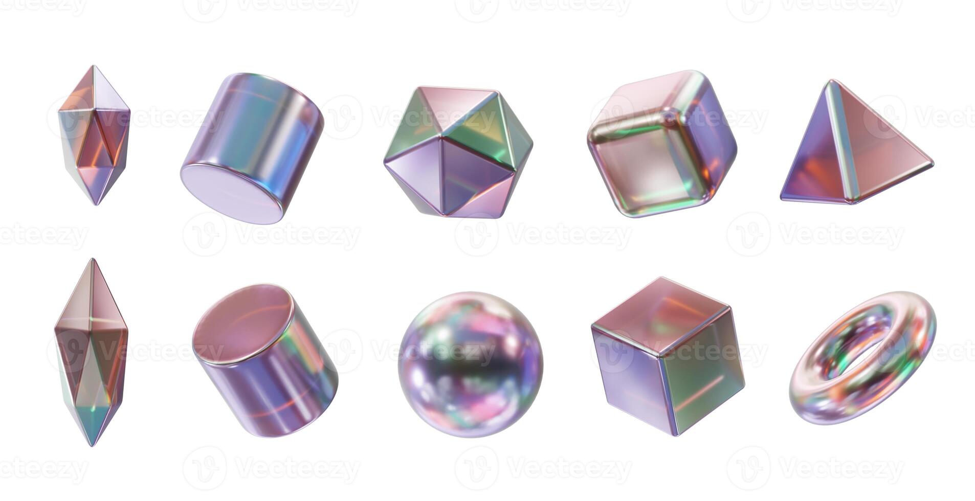 Hologram geometry shape pack set isolated background 3d rendering without AI generated photo