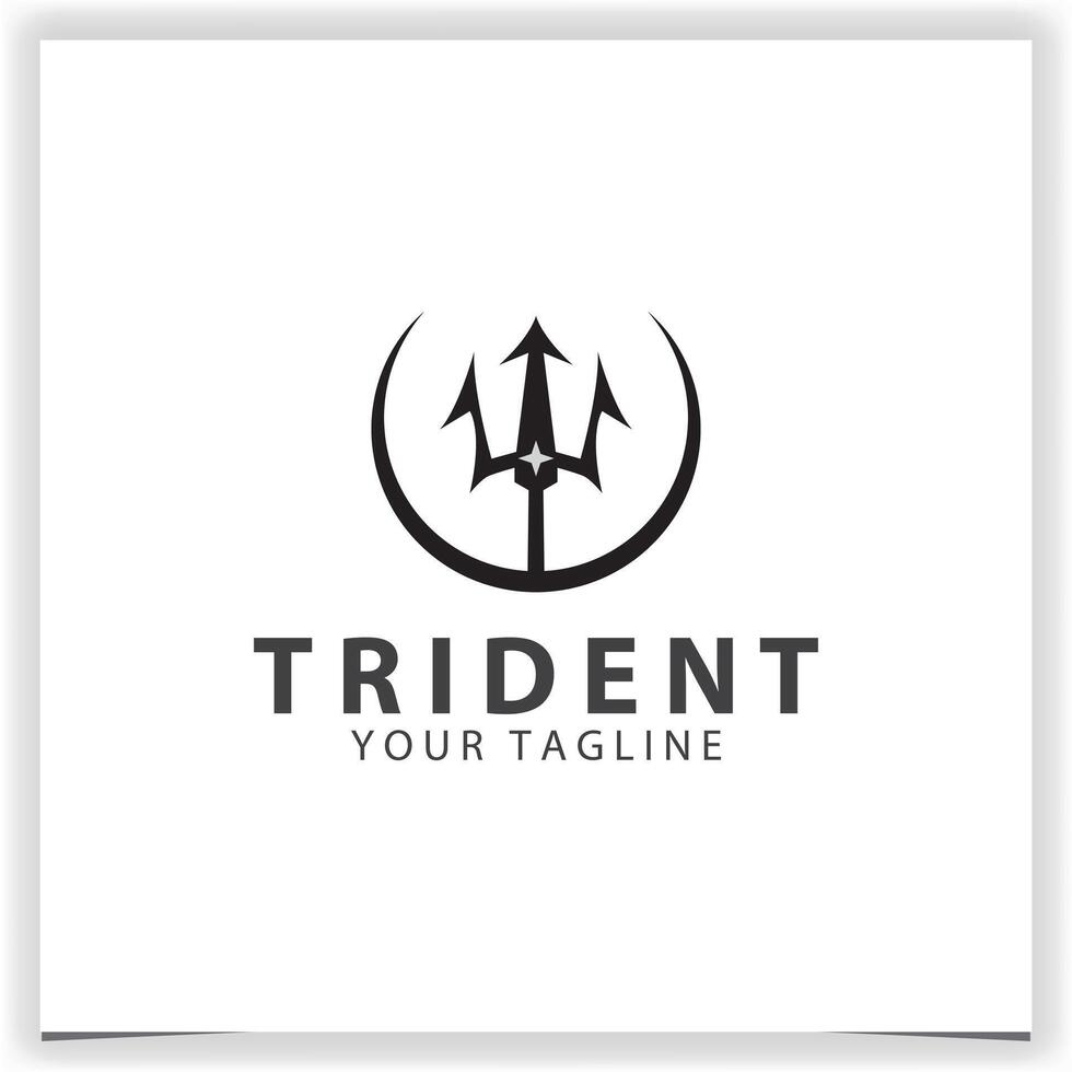 trident logo design with star flat vector illustration
