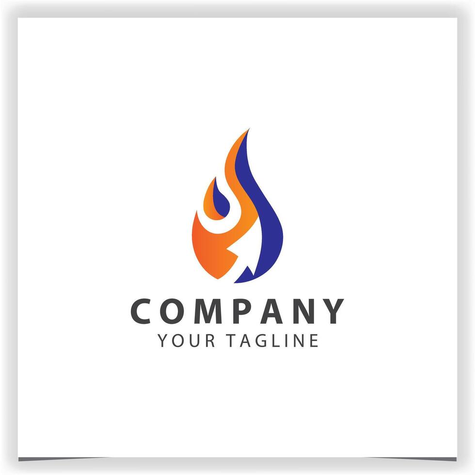 fire logo template with arrow vector