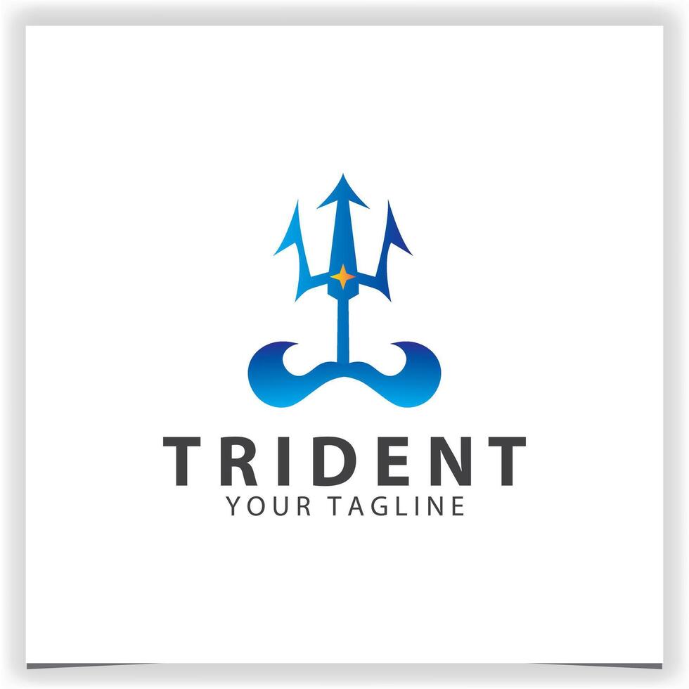 tridente logo diseño modelo con ola plano vector diseño