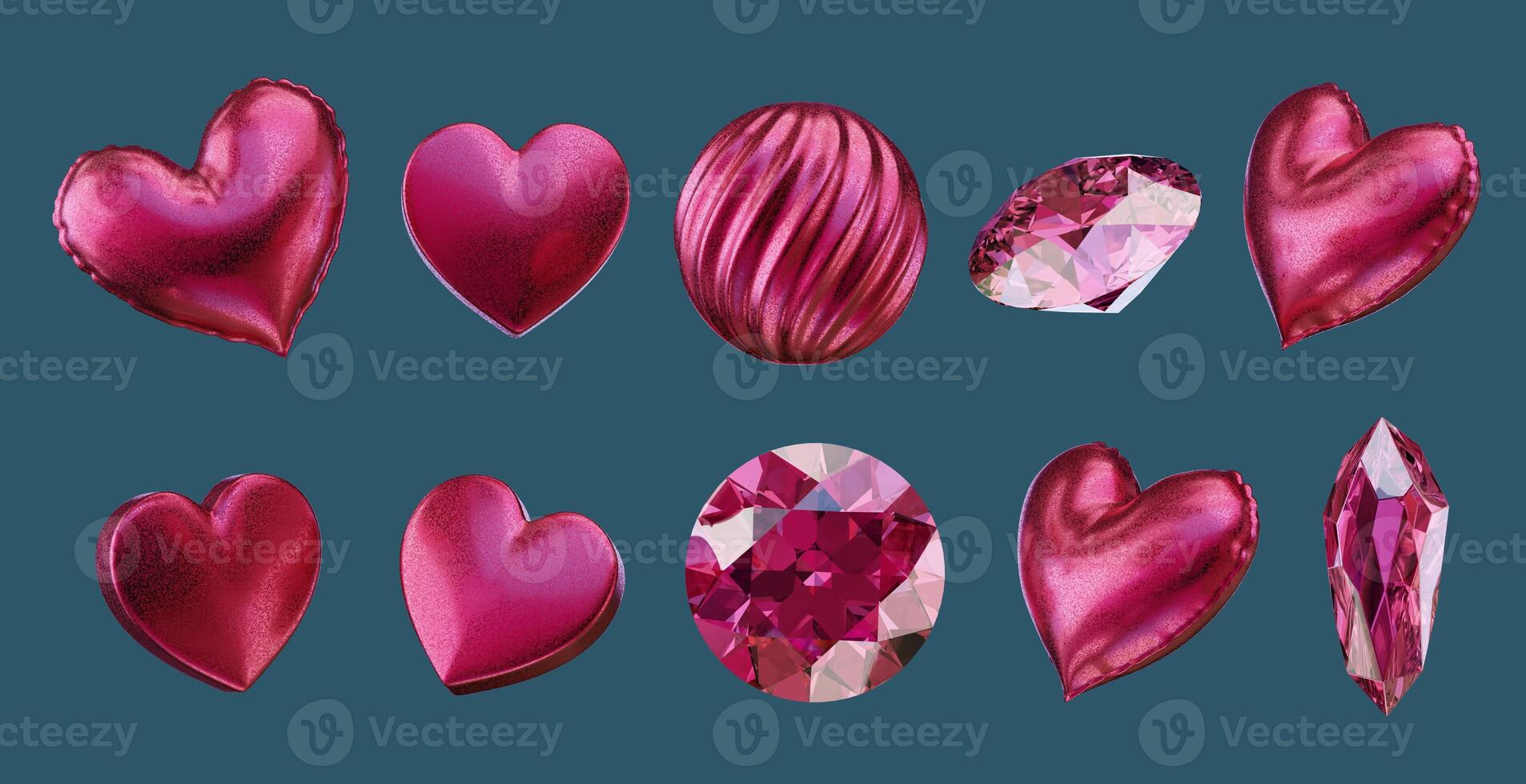 Pink decoration set pack isolated background 3d rendering without AI generated photo