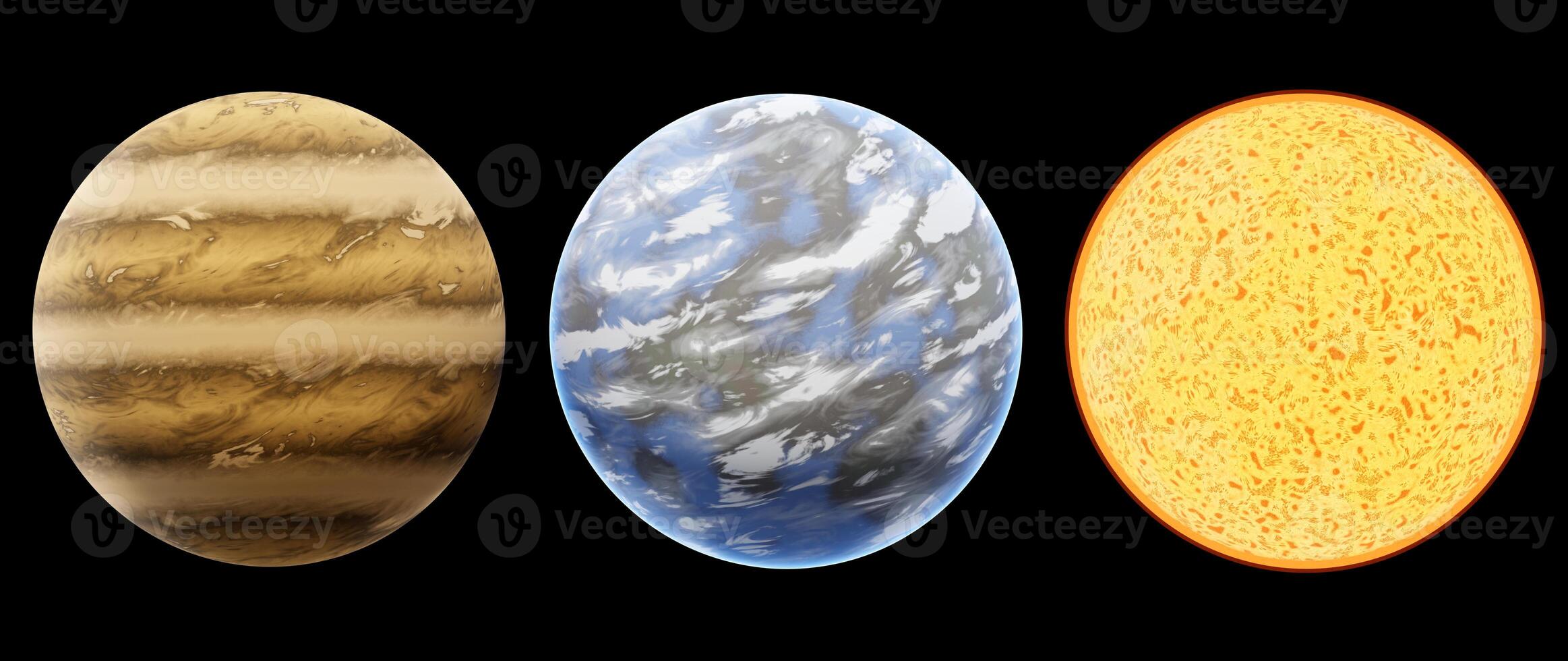 Realistic planet isolated on black background 3d rendering without AI generated photo