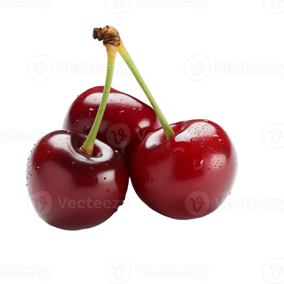 AI generated Cherries isolated on a transparent background. png