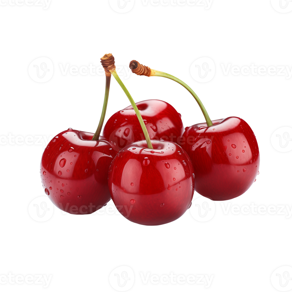 AI generated Cherries isolated on a transparent background. png