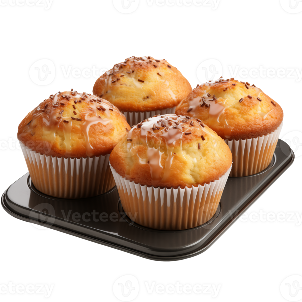 AI generated Cupcake muffin in pan isolated on a transparent background. png