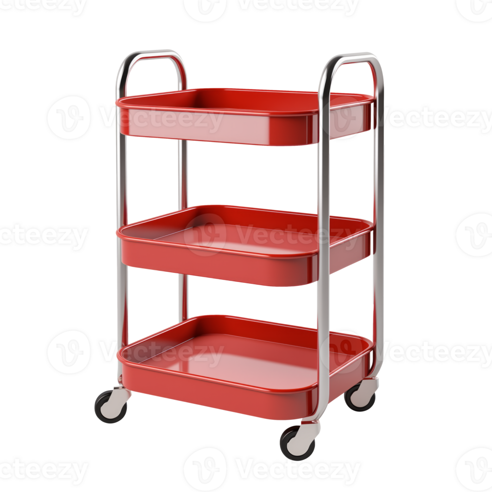 AI generated Rolling Cart. Scandinavian modern minimalist style. Transparent background, isolated image. png