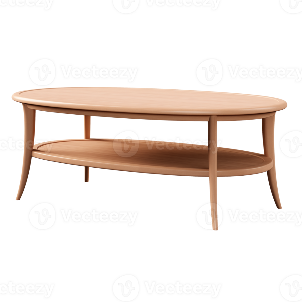 AI generated Oval Coffee Table. Scandinavian modern minimalist style. Transparent background, isolated image. png