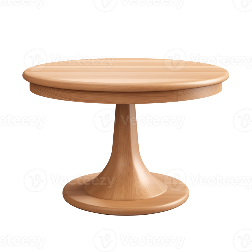AI generated Round Pedestal Dining Table. Scandinavian modern minimalist style. Transparent background, isolated image. png