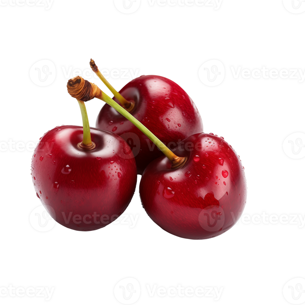AI generated Cherries isolated on a transparent background. png
