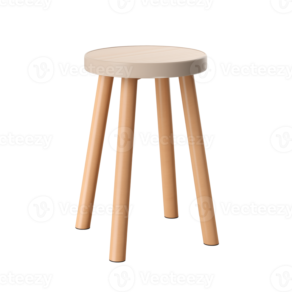 AI generated Stool. Scandinavian modern minimalist style. Transparent background, isolated image. png