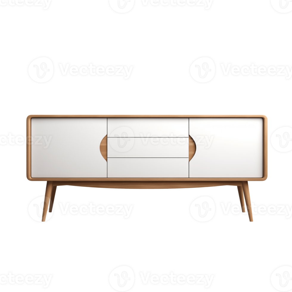 AI generated Sideboard. Scandinavian modern minimalist style. Transparent background, isolated image. png