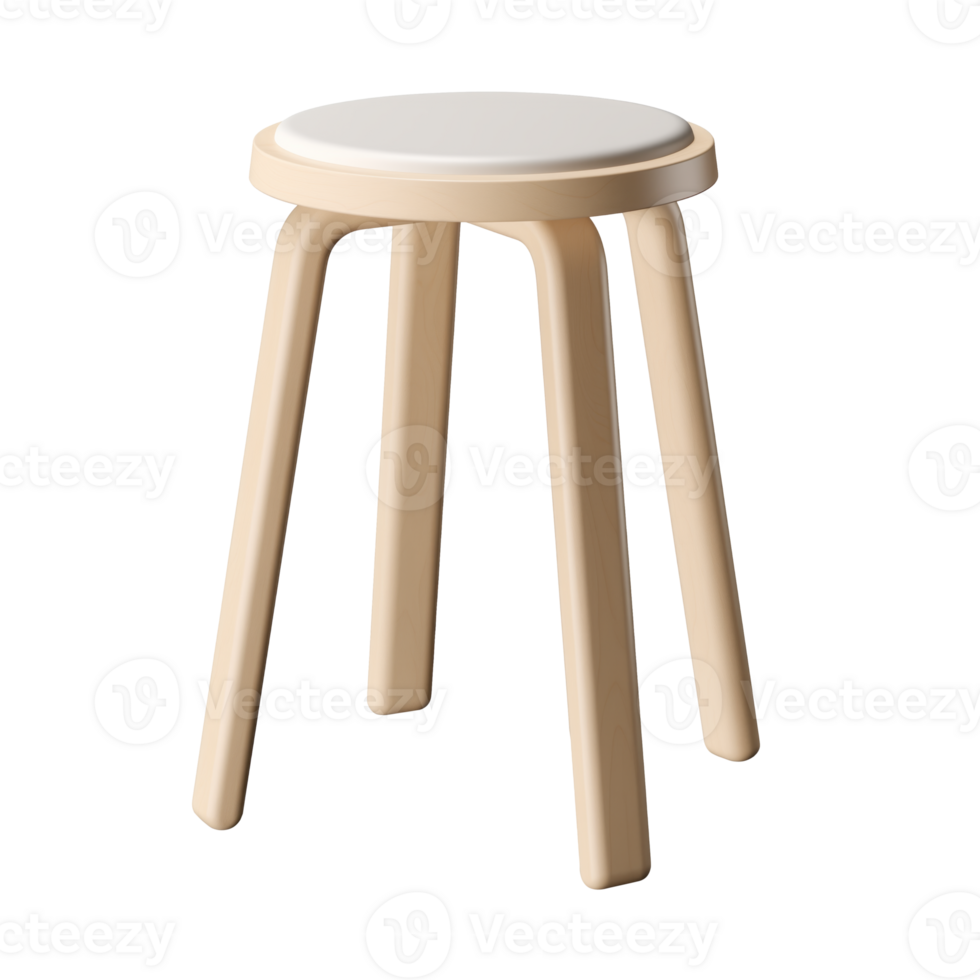 AI generated Stool. Scandinavian modern minimalist style. Transparent background, isolated image. png