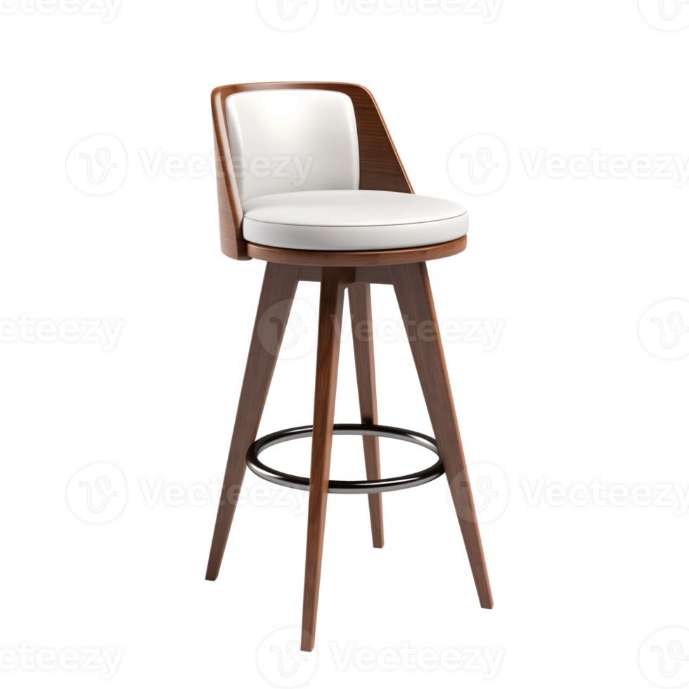 AI generated Swivel Bar Stool. Scandinavian modern minimalist style. Transparent background, isolated image. png