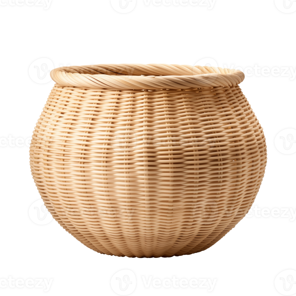 AI generated Wicker Basket. Transparent background, isolated image. png