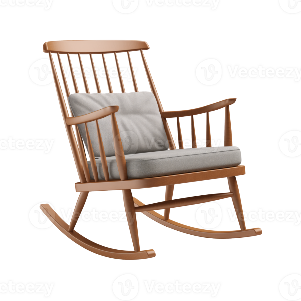 AI generated Rocking Chair. Scandinavian modern minimalist style. Transparent background, isolated image. png