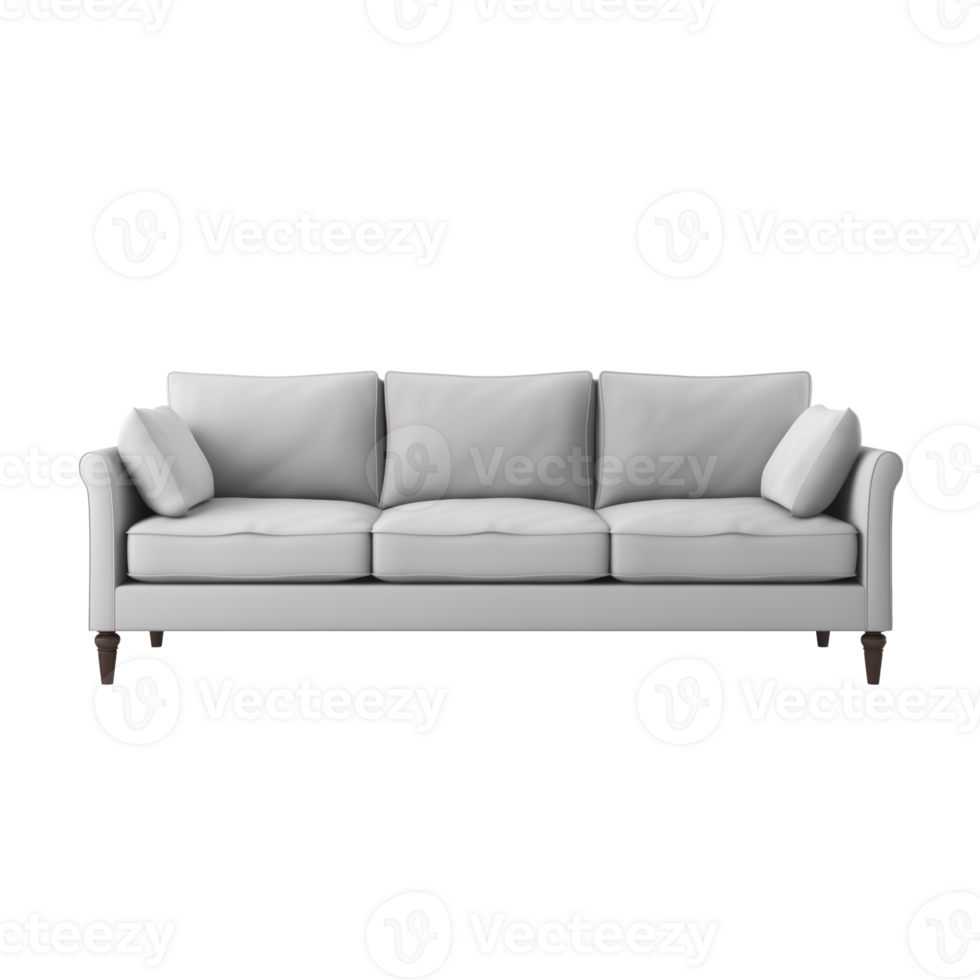 AI generated Sofa. Scandinavian modern minimalist style. Transparent background, isolated image. png