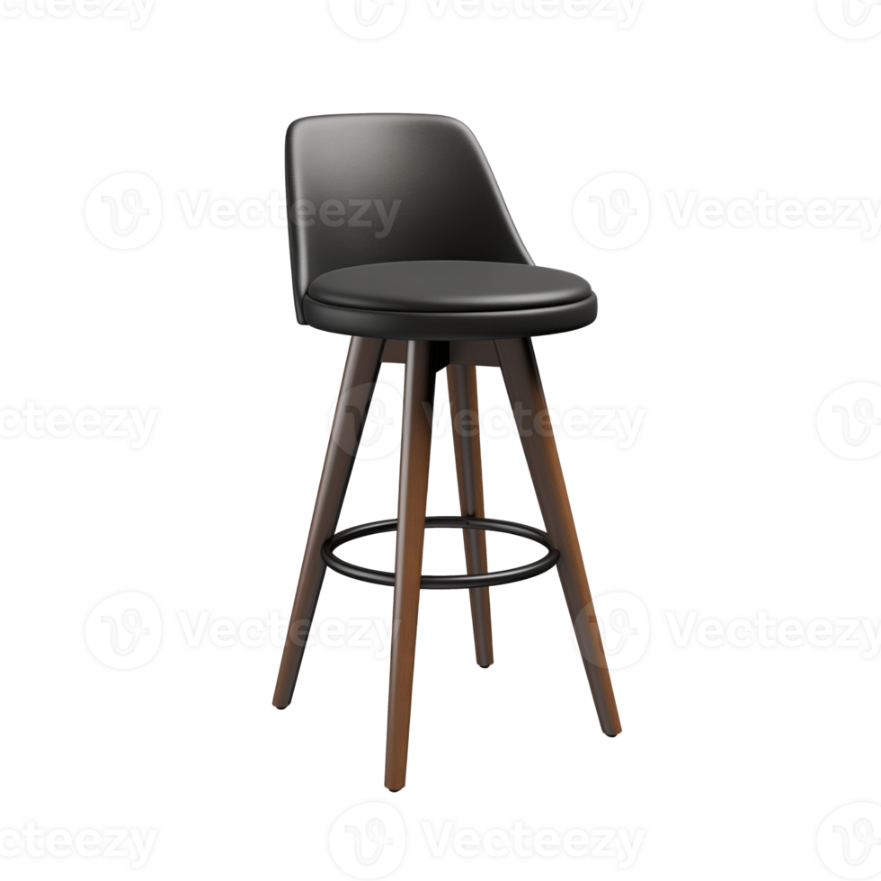 AI generated Swivel Bar Stool. Scandinavian modern minimalist style. Transparent background, isolated image. png