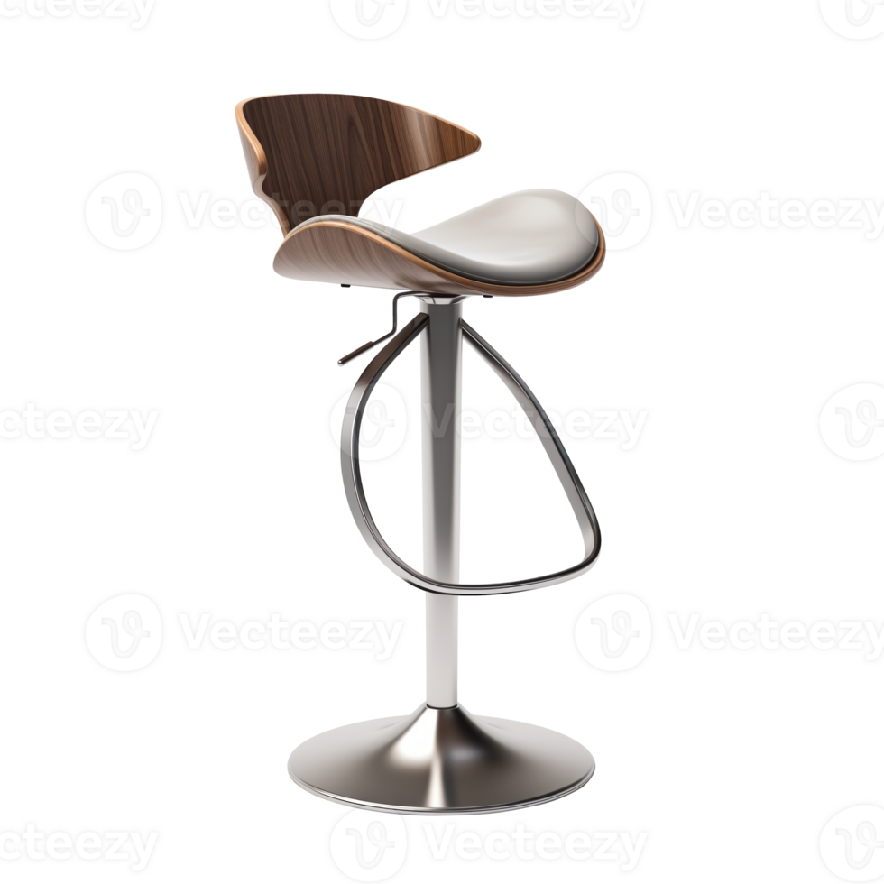 AI generated Swivel Bar Stool. Scandinavian modern minimalist style. Transparent background, isolated image. png