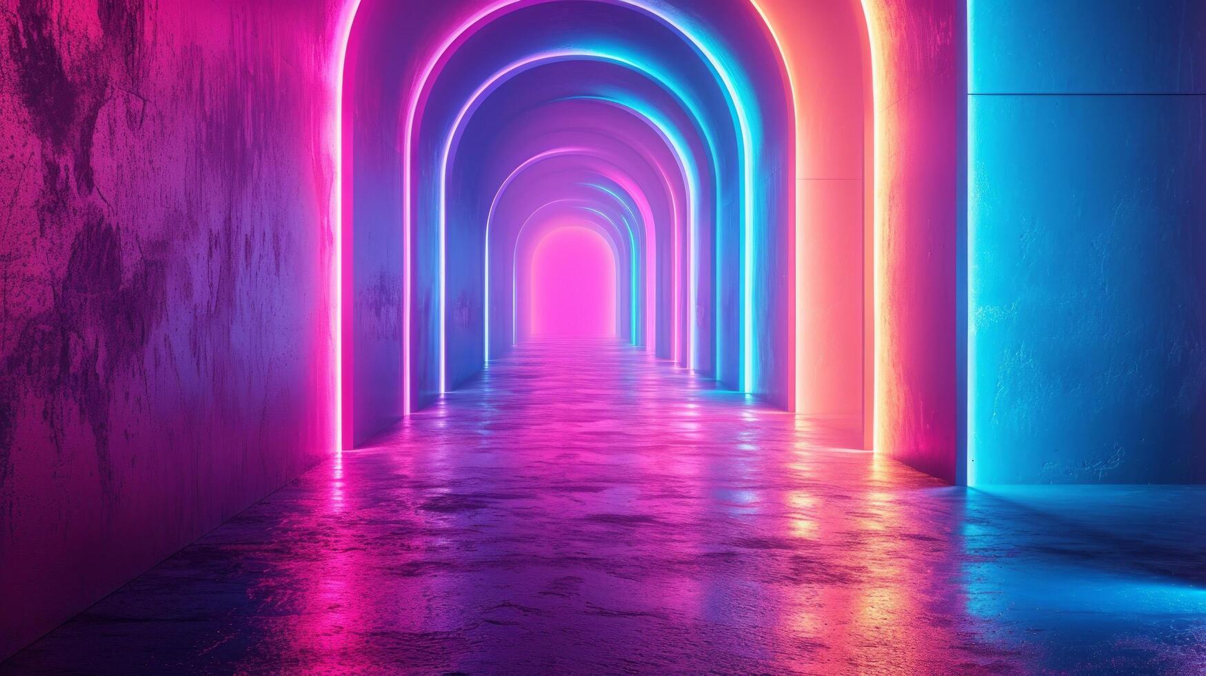 AI generated Bold neon colors pop against dark backgrounds photo