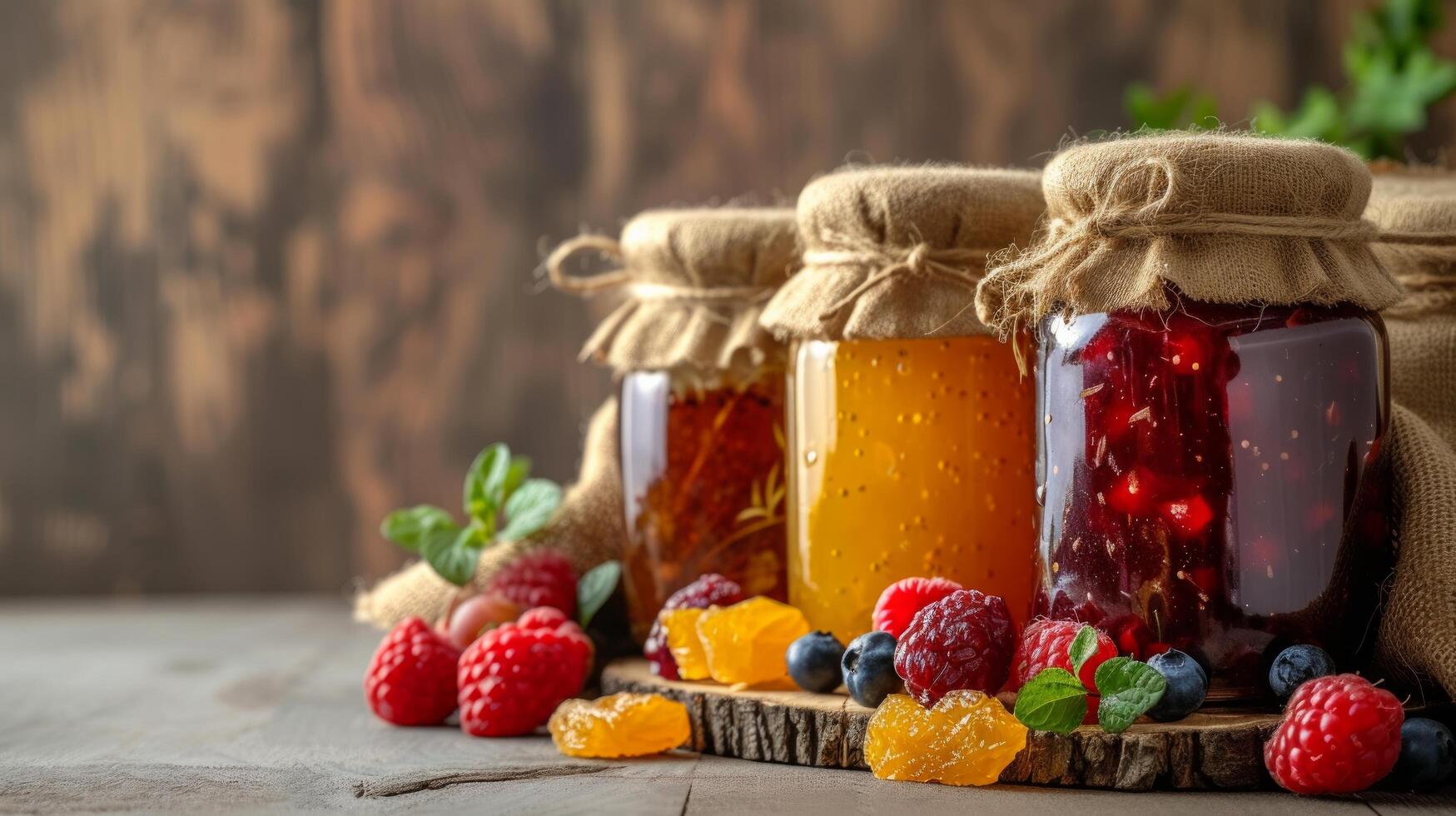 AI generated Simple backgrounds adorned with jars of delectable preserves photo
