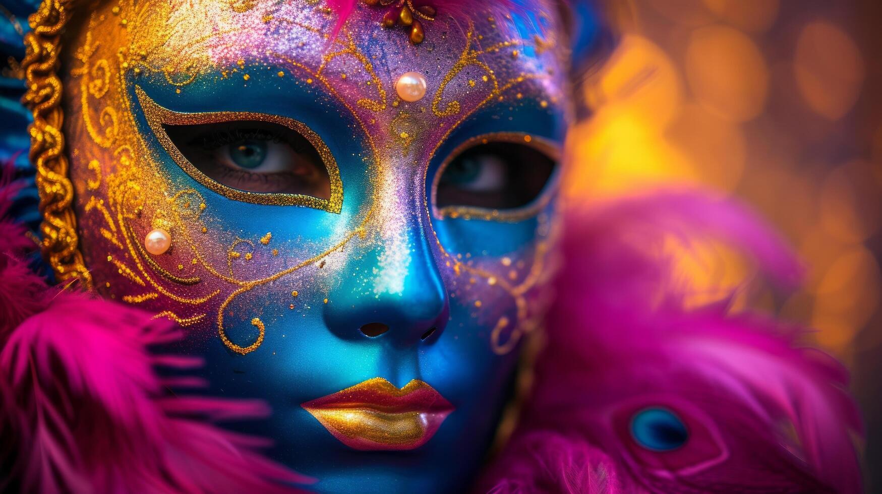 AI generated Elegant captures of glamorous masked balls and masquerade parties held in honor of Mardi Gras photo