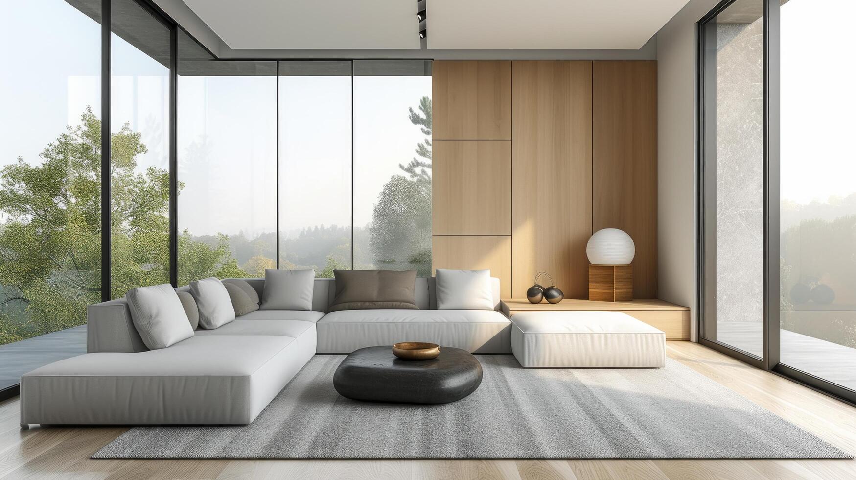AI generated Clutter-free surfaces, monochromatic color schemes photo