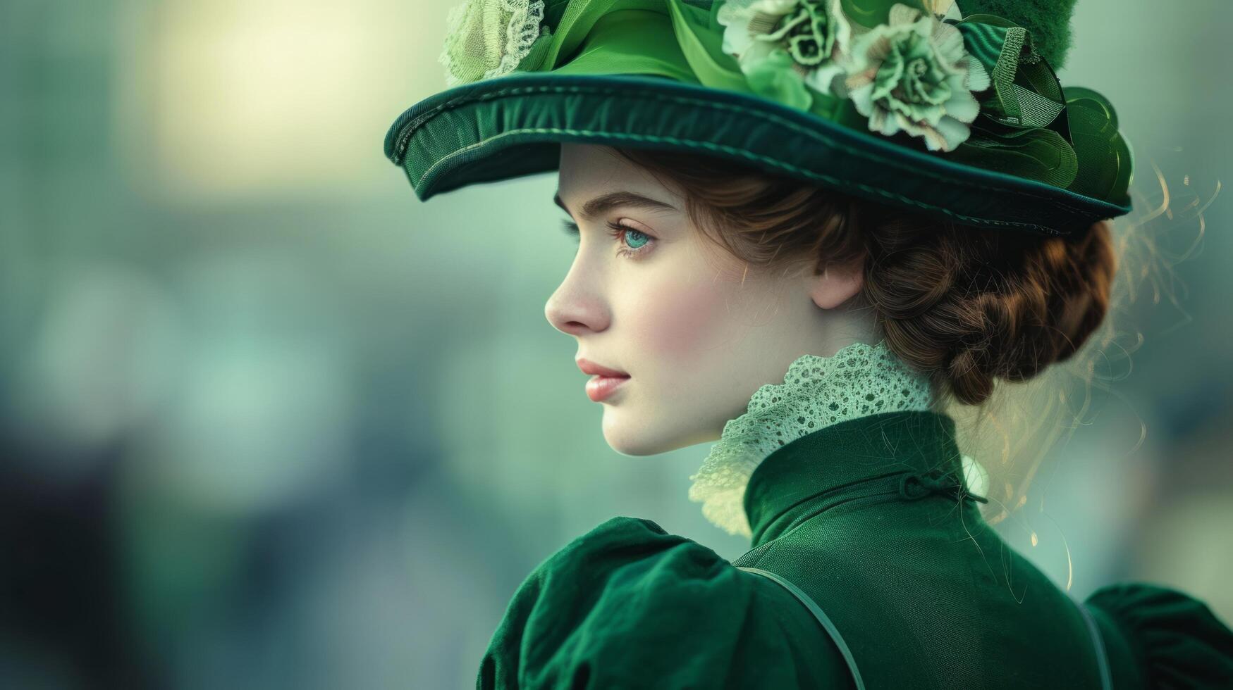 AI generated Beautiful images of people dressed in traditional Irish attire photo