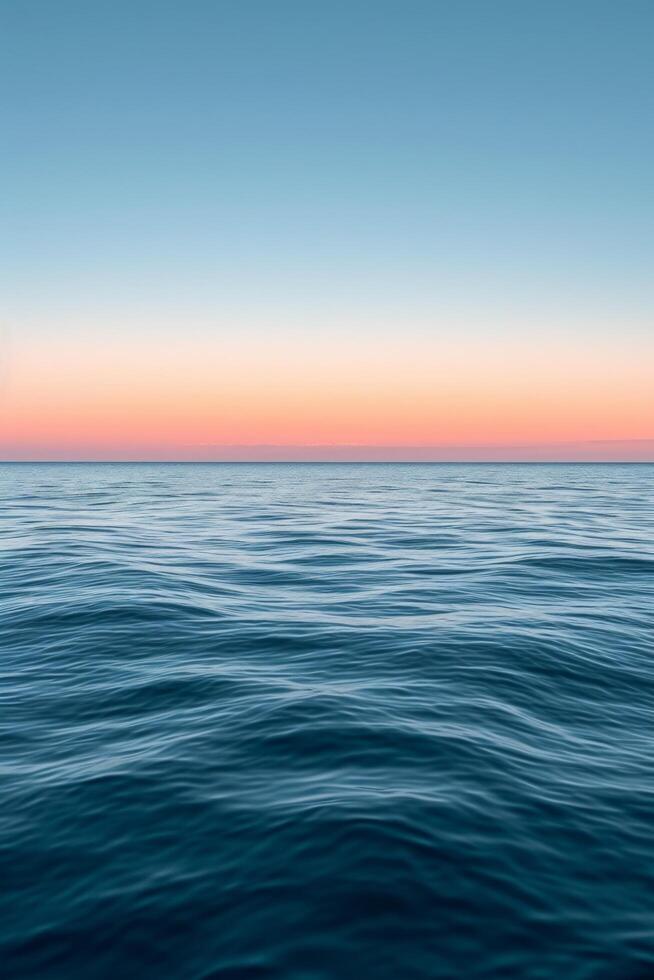 AI generated Gradient sky tones merge seamlessly with tranquil sea shades, evoking a peaceful horizon photo