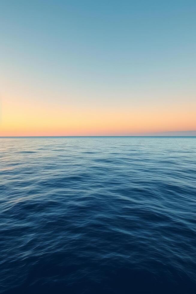 AI generated Gradient sky tones merge seamlessly with tranquil sea shades, evoking a peaceful horizon photo