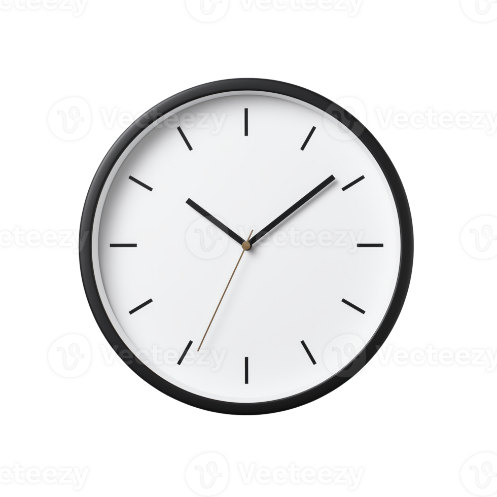 AI generated Wall Clock. Scandinavian modern minimalist style. Transparent background, isolated image. png