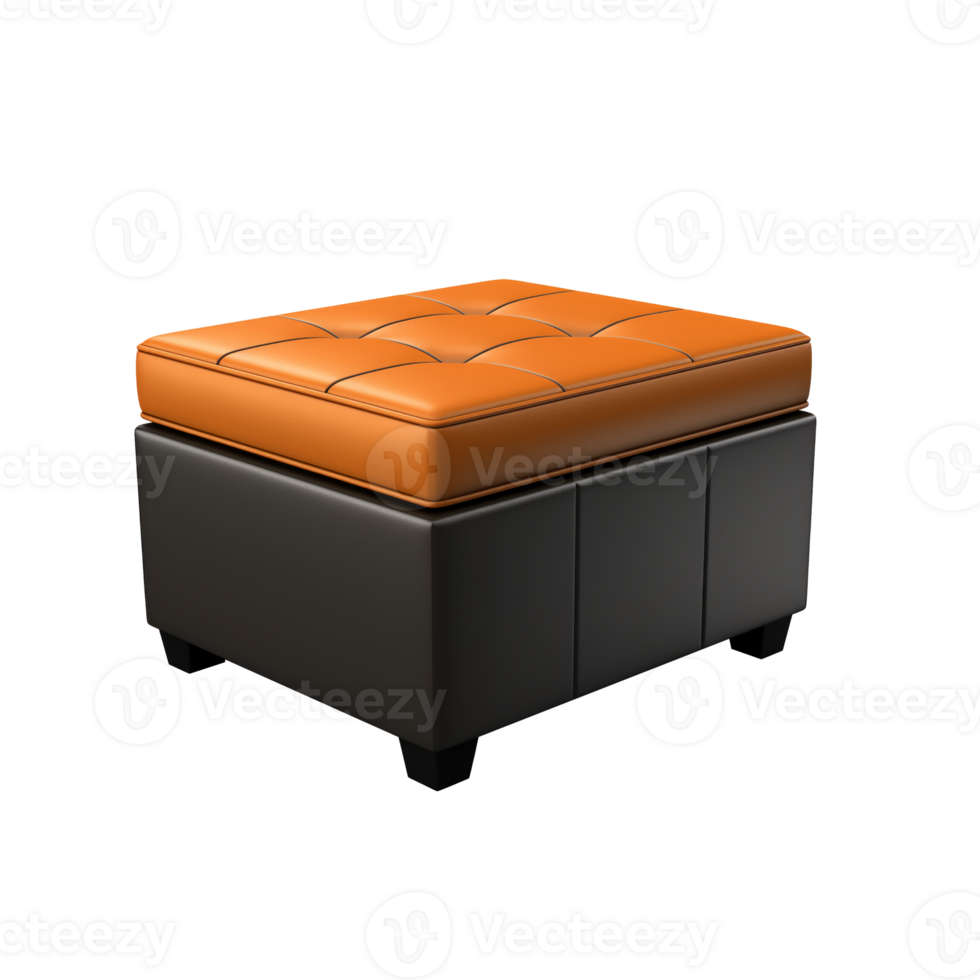 AI generated Storage Ottoman. Scandinavian modern minimalist style. Transparent background, isolated image. png