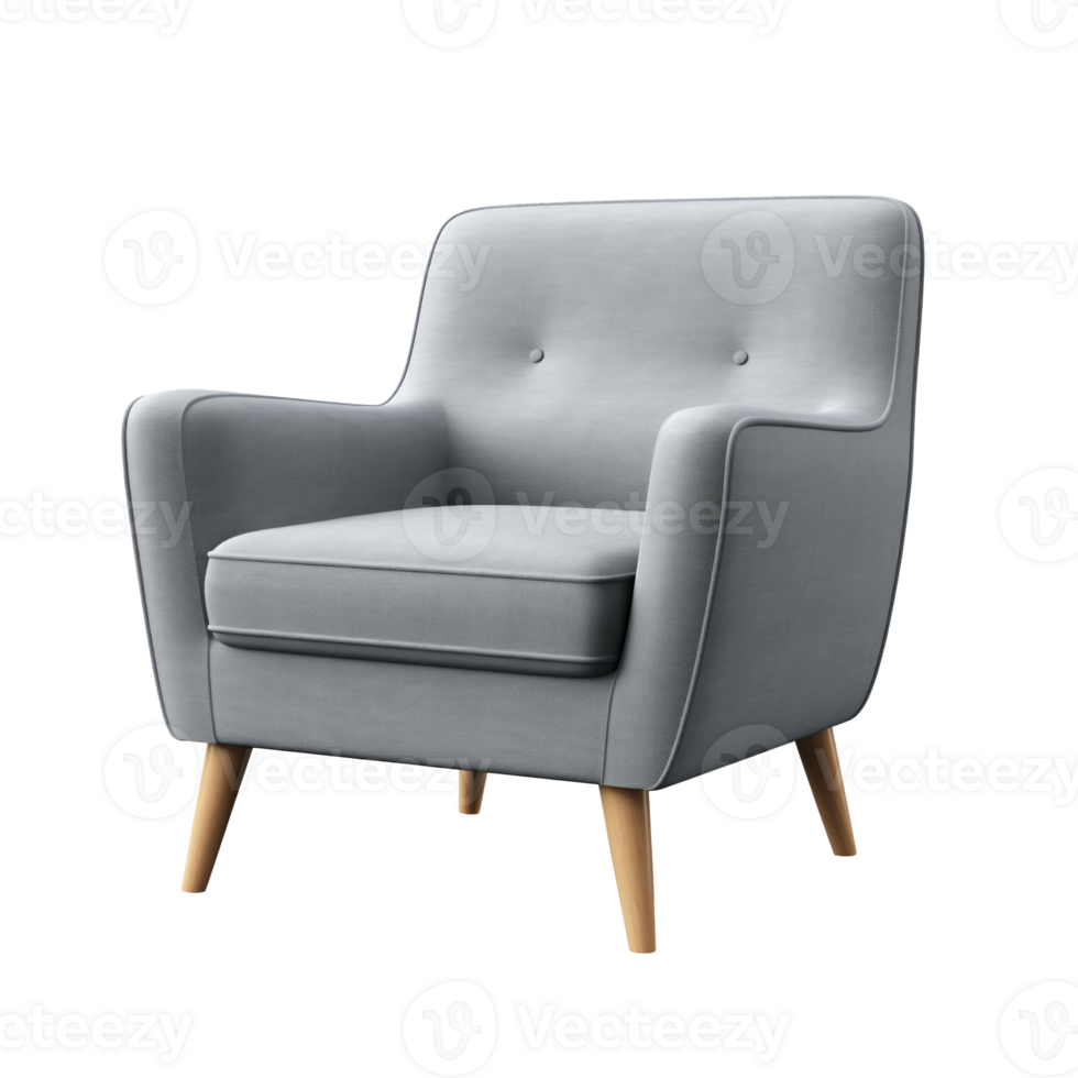 AI generated Upholstered Armchair. Scandinavian modern minimalist style. Transparent background, isolated image. png