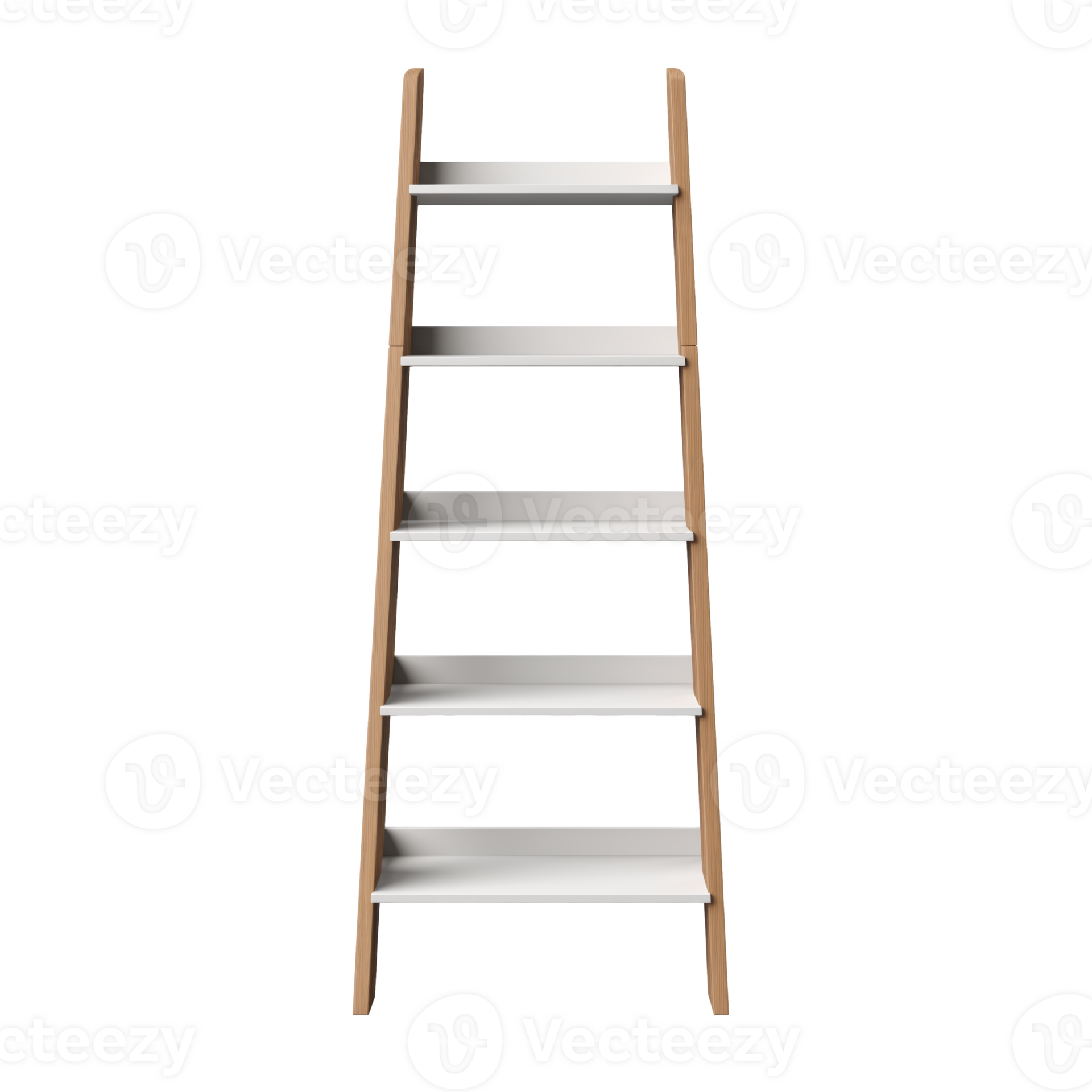 AI generated Ladder Shelf. Scandinavian modern minimalist style. Transparent background