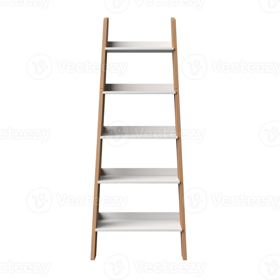 AI generated Ladder Shelf. Scandinavian modern minimalist style. Transparent background, isolated image. png