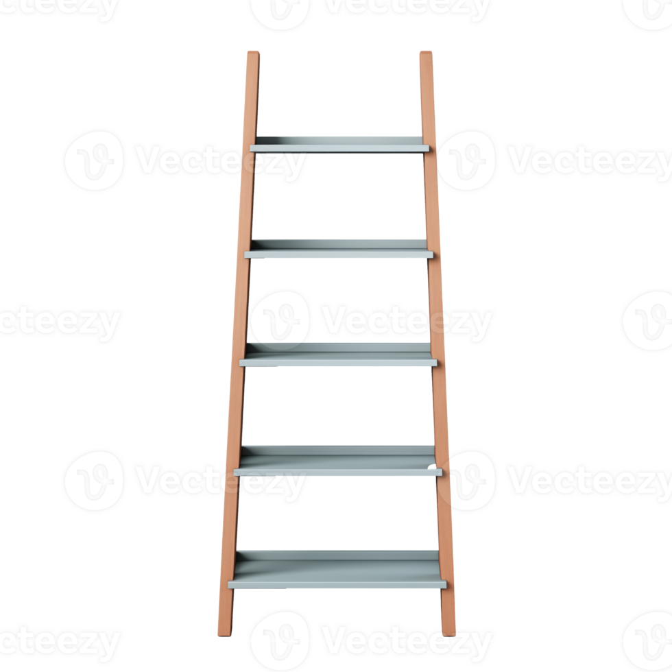 AI generated Ladder Shelf. Scandinavian modern minimalist style. Transparent background, isolated image. png