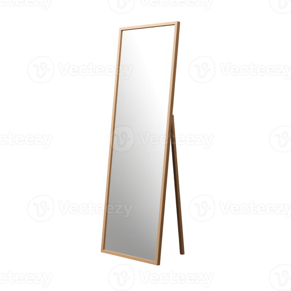 AI generated Floor Mirror. Scandinavian modern minimalist style. Transparent background, isolated image. png