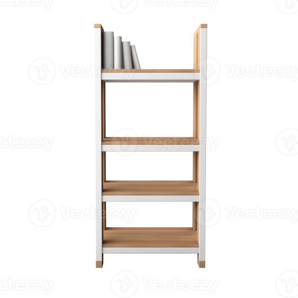 AI generated Freestanding Bookshelf. Scandinavian modern minimalist style. Transparent background, isolated image. png