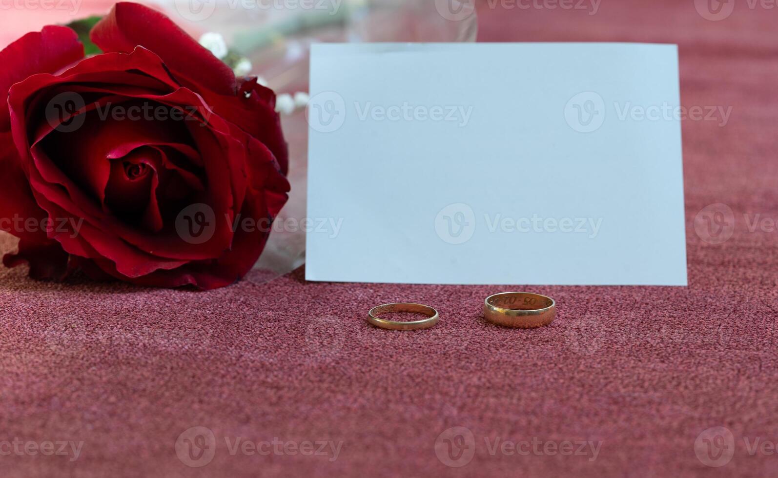 valentines day engagement rings and rose photo