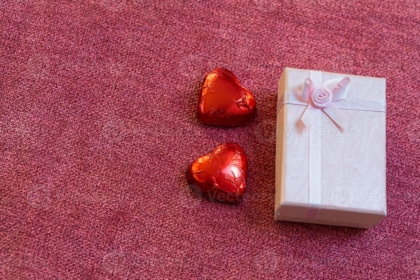valentines day gift and heart shaped chocolates photo