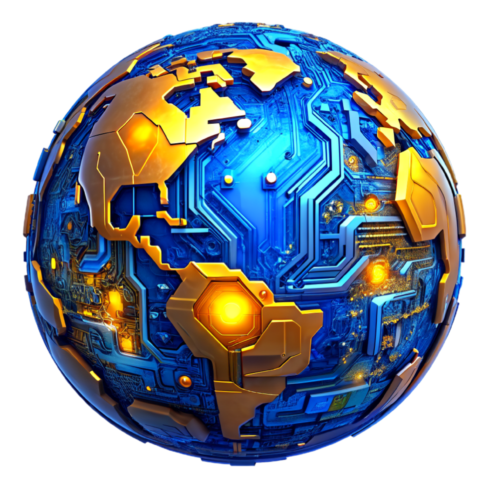 AI generated 3D world global network digital technology png
